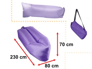 Saltea Autogonflabila "Lazy Bag" tip sezlong, 230 x 70cm, culoare Violet, pentru camping, plaja sau piscina - Img 3