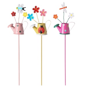 Set 3 Decoratiuni de Gradina, Model Stropitoare, din Fier, 28 x 5 cm, Multicolor