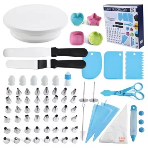 Set 80 Piese Ustensile pentru Ornare Prajituri, din Plastic si Otel Inoxidabil, Forme Briose, Multicolor - Img 2