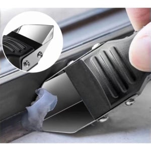 Set Racleta pentru Indepartare Adeziv, Racleta pentru Silicon si Lipici, 5 Capete din silicon, Dimensiune Inchisa 18.8 x 4 x 2.8 cm, Metal, Negru - Img 6