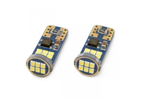 Becuri LED W5W 12V 24V set 2 buc, AMIO, 18 diodes, alb, 25x10mm
