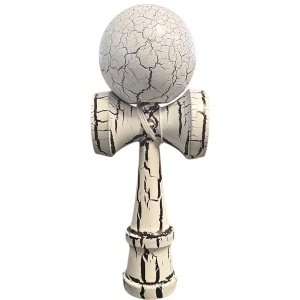 Kendama X Originala, Profesionala, Cracked, din Lemn, 18 cm, Alb/Negru