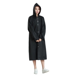 Pelerina de Ploaie, pentru Adulti 150-180 cm, din EVA, Impermeabila, Rezistenta la Vant, Inchidere cu Capse, 140 g, Negru