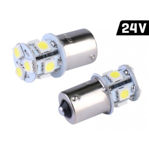 Sed 2 buc Bec auto LED alb BA15s 24V 8x5050 SMD,