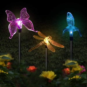 Set 3 Lampi Solare LED tip pasare-fluture-libelula, Inaltime 43 cm, Multicolor - Img 3