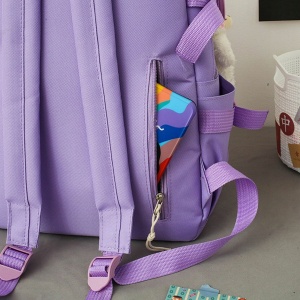 Set 4-in-1 pentru Scolari sau Prescolari - (rucsac, geanta de umar, plic elegant, penar), culoare VIOLET cu IEPURAS - Img 4