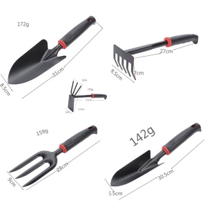 Set 7 Unelte de Gradina, pentru Plantare Prelucrare Sol si Ingrijire Plante, Material PVC si cardboard, 31.5 x 8 cm, negru - Img 2