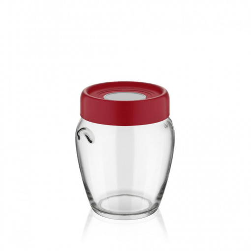 BORCAN DEPOZI.STICLA CU CAPAC,580ML ROSU