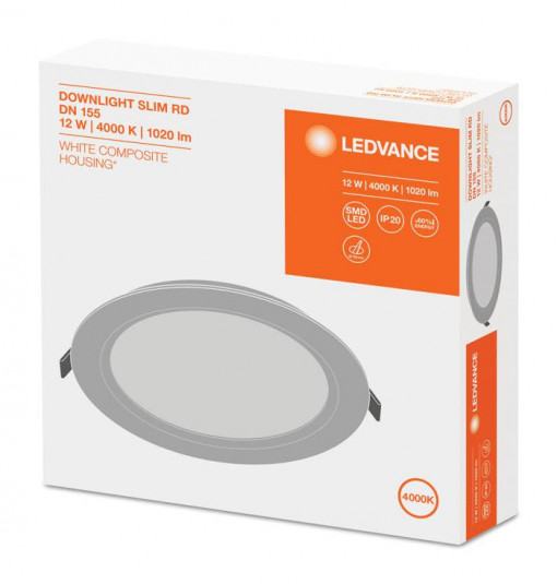 DL SLIM DN155 12W/4000K WT IP20 LEDV