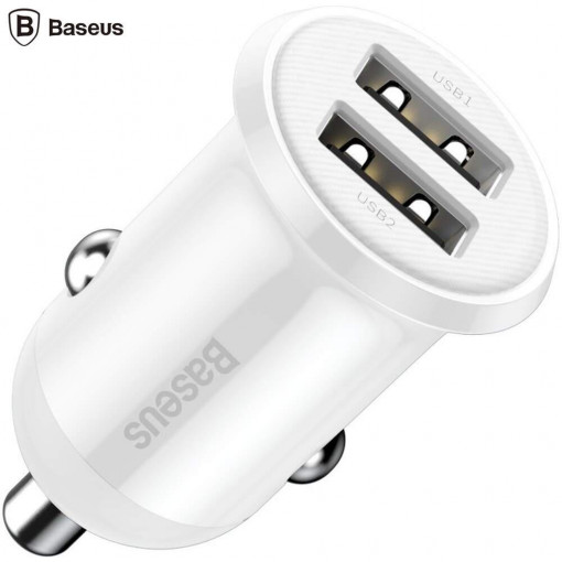 Incarcator auto Baseus Grain Pro, alb