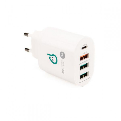 Alim. retea Spacer QC 4xUSB-A&C 36W, alb