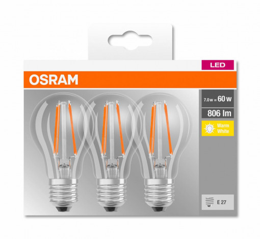 BASECLA60 6,5W/827 230V FIL E27 FS3OSRAM