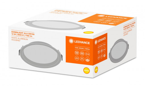 DL ALU DN150 14W/3000K WT IP44 LEDV