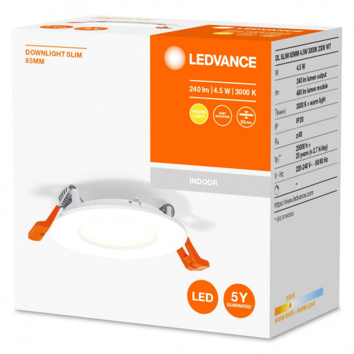 DL SLIM 85MM 4.5W 3000K 230V WT LEDV