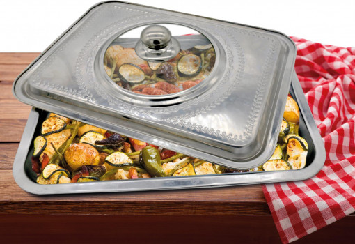 TAVA CUPTOR CU CAPAC, INOX , 39x29x7 CM