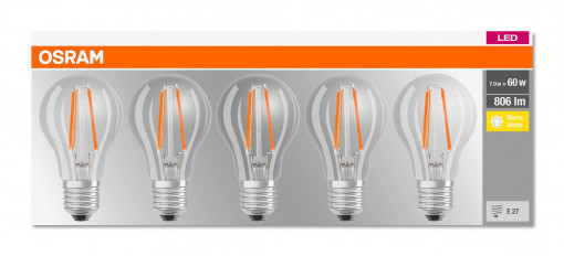 BASECLA60 6,5W/827 230V FIL E27 FS5OSRAM