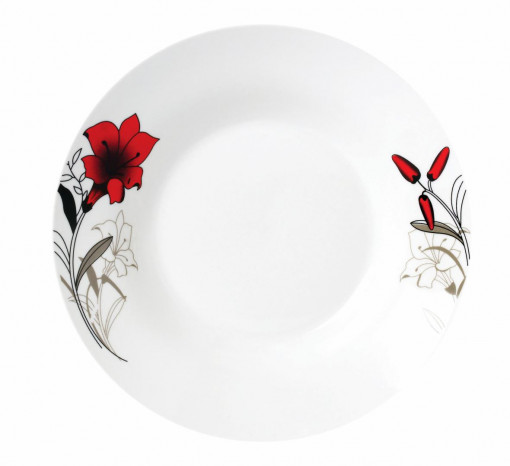 SET 12 FARF ADAN. 20CM, RED FLOWERS LEAF