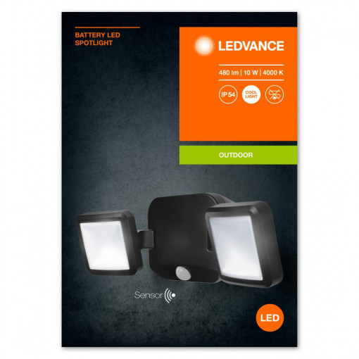 BATTERY LED SPOTLIGHT DOUBLE BK LEDV