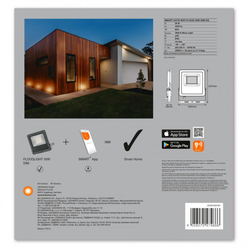 SMART OUTD WIFI FLOOD 50W DIM DG LEDV