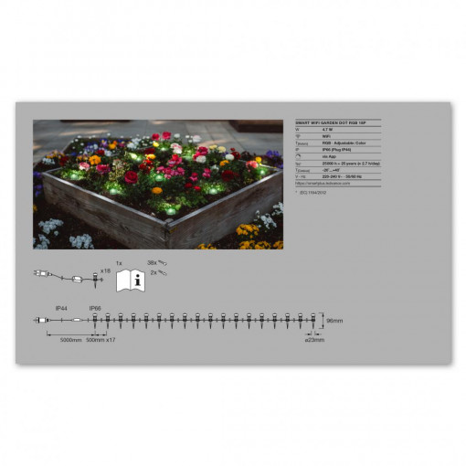 SMART WIFI GARDEN DOT RGB 18P LEDV