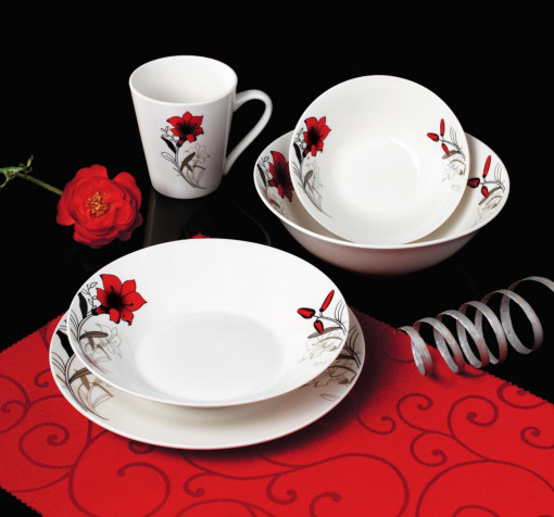 BOL PORTELAN 20 CM, RED FLOWERS