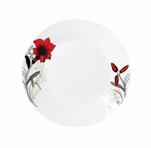 SET 12 FARF DESERT 19CM, RED FLOWER LEAF
