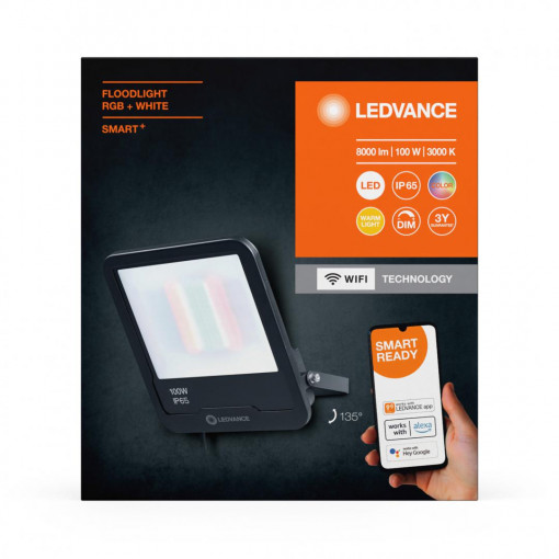 SMART OUTD WIFI FLOOD 100W RGBW DG LEDV