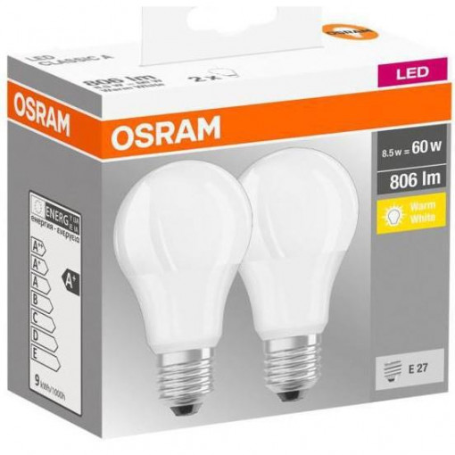 BASECLA60 8,5W/827 230VFR E27 FS2 OSRAM