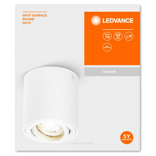 SPOT SURFACE ROUND WT GU10 LEDV