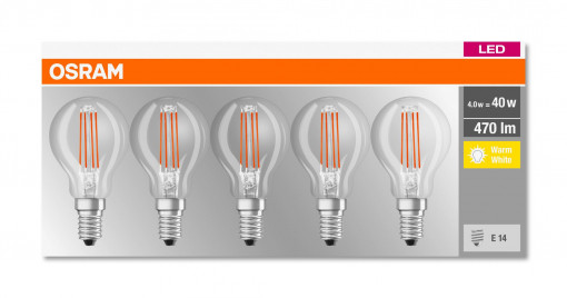 BASECLP40 4W/827 230V FIL E14 FS5 OSRAM