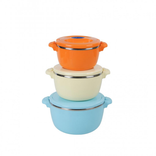 SET 3 CASEROLE TERMICE 2+4+6L,BELLY BLUE