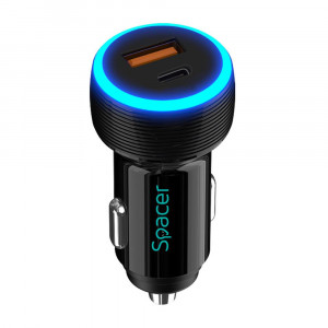 Alim. auto Spacer USB-A&C 17W negru - Img 4