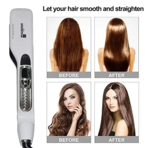 Placa de Indreptat Parul cu Aburi Profesional Steam Plus, pentru casa/salon, 5 trepte reglabile de temperatura, functie ioni negativi, material nano titanium, display Lcd - Img 9