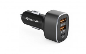 Incarcator auto Tellur 2x USB A, 56W - Img 1
