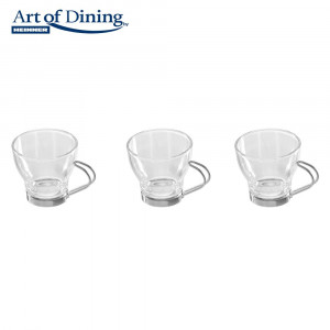 SET 3 CESTI 110ML,STICLA,MANER OTEL CROM - Img 1