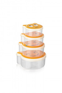 SET 4 CASEROLE CU CAPAC, PLASTIC, SMILEY - Img 2