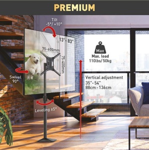 Barkan Fixed Floor Stand TV Mount 13-83" - Img 9