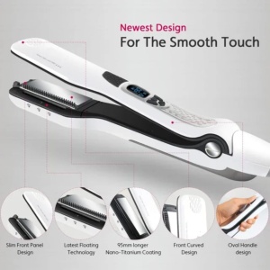Placa de Indreptat Parul cu Aburi Profesional Steam Plus, pentru casa/salon, 5 trepte reglabile de temperatura, functie ioni negativi, material nano titanium, display Lcd - Img 2