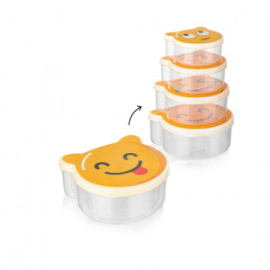 SET 4 CASEROLE CU CAPAC, PLASTIC, SMILEY - Img 3