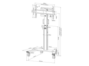 Stand podea mobil NM MUp 37-75" 70kg alb - Img 2