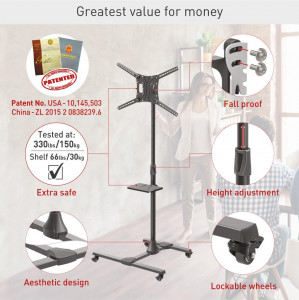 Barkan Mobile TV Mount Cart+Self 32"-83" - Img 3
