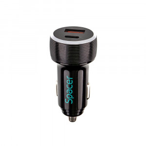 Alim. auto Spacer USB-A&C 17W negru - Img 1