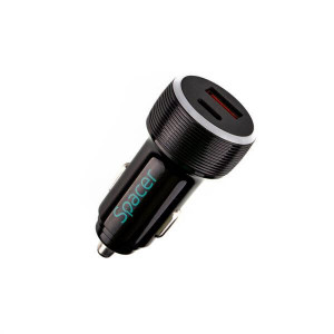 Alim. auto Spacer USB-A&C 17W negru - Img 2