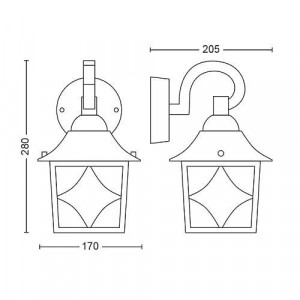 CAMBRIDGE WALL LANTERN BLACKBRUSH 1X60W - Img 2