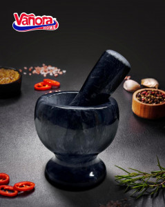 MOJAR CU PISTIL MARMURA,DIA 9.5 CM,NEGRU - Img 2