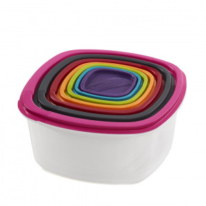 SET 7 CASEROLE PATRATE CU CAPACE,PLASTIC - Img 1