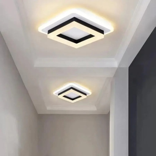 Lustra LED SOLENA Patrata Alb Negru, 15W, Lumina Rece/Calda/Neutra