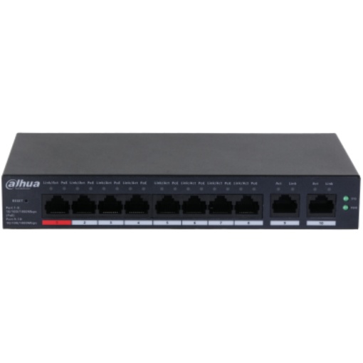 Switch 10 porturi Gigabit 8 porturi PoE cu management Dahua - CS4010-8GT-110