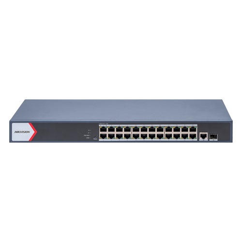 Switch 24 porturi PoE Gigabit, 1 port RJ45 Gigabit, 1 port SFP Gigabit, Smart Management - Hikvision DS-3E1526P-EI