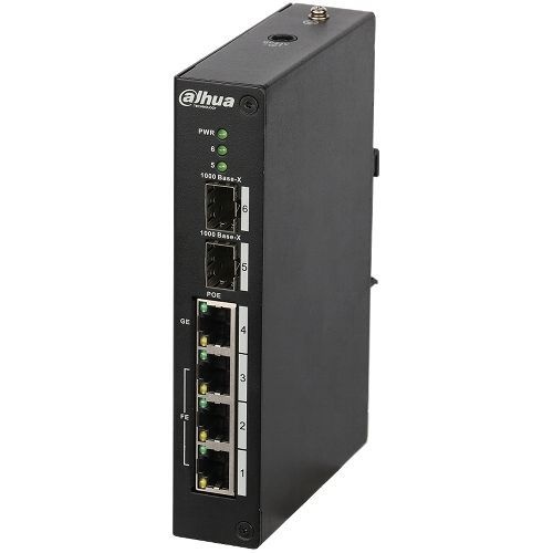 Switch 4 porturi POE Dahua, 2x SFP Gigabit, putere PoE 95W, fara management, PFS3206-4P-96